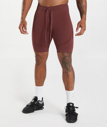 Gymshark 315 Seamless 1/2 Muške Kratke Hlače Roze Smeđe Bordo | HR 2806ILH